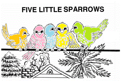 5 little sparrows song card coloured