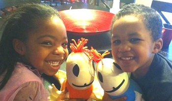 Malia and Trent with Pumpkin and Sky Hug Bugs