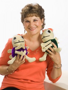 Charlotte Diamond with Springtime and Forest plush Hug Bugs.