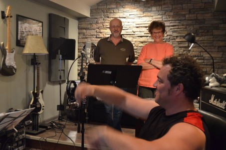 Matt, David Jonnson and Charlotte in the studio.