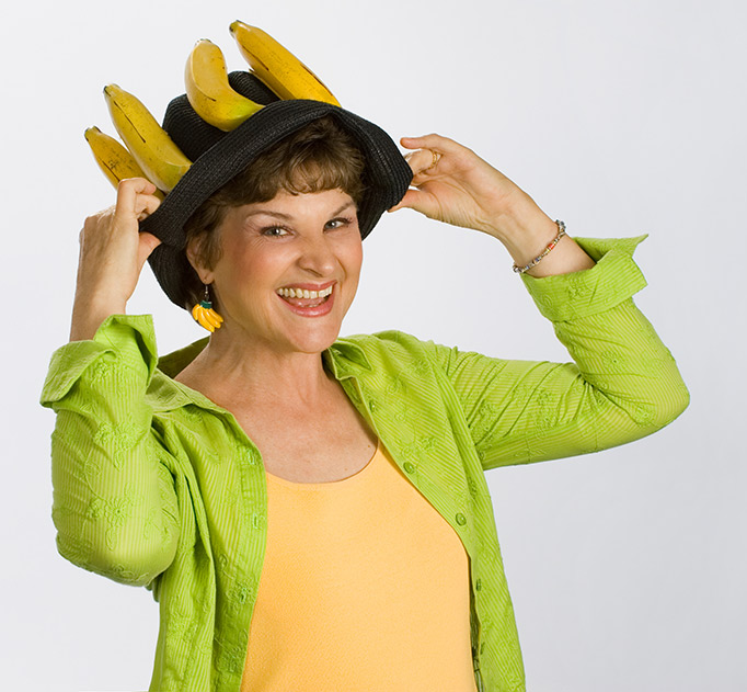 Charlotte Diamond in her Banana Hat