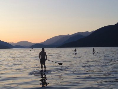 Thomas and my grandsons paddleboarding in Sechelt